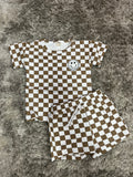 Taupe Checkered smiley set