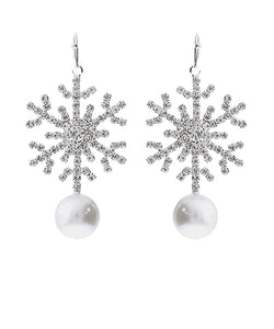 Pearl and Snowflake Earrings