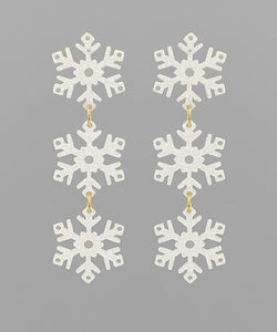Glitter Snowflake Dangle Earrings