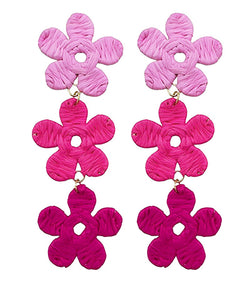 Pinky Flower Dangle Earrings