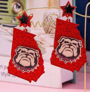 UGA Stars and Glitter Earrings