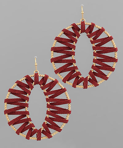 Garnet Leather Burst Earrings