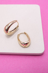 Gold Oval Chunky Hoop Earrings