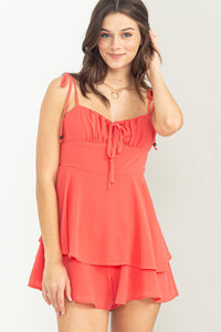 Coral Girl Romper