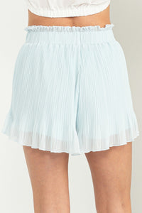 Baby blue pleated shorts