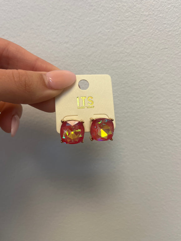 Square pink earrings