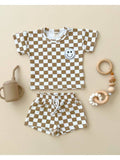Taupe Checkered smiley set