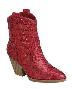Red Rhinestone Ankle Boots